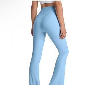 Women's Light Blue High-Waisted Flare Pants